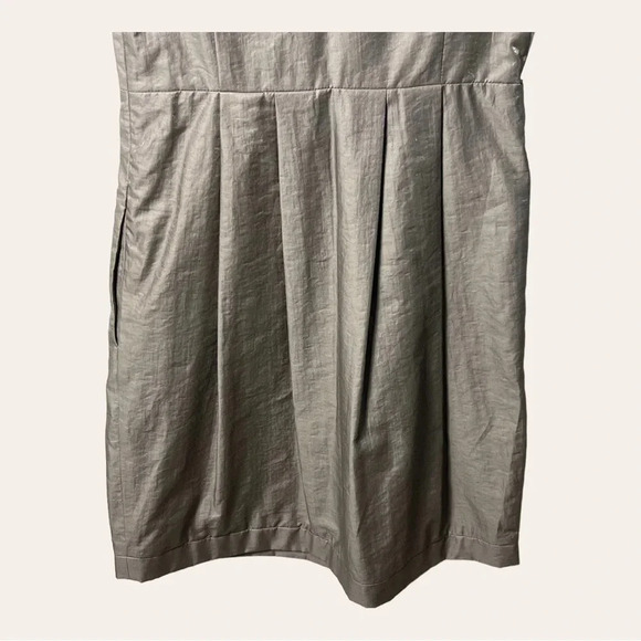 1093. ANTHROPOLOGIE YOANA BARASCHI KNEE LENGTH DRESS SIZE 2 METALLIC TOUPE - Picture 10 of 11